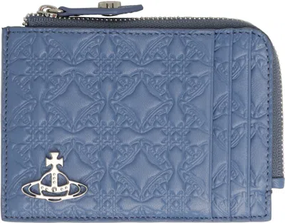 Vivienne Westwood Blue Zip Card Holder In Ss25-k404