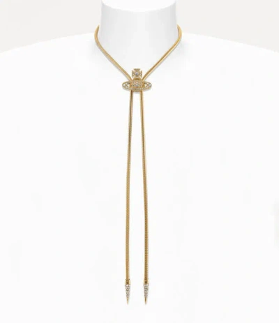 Vivienne Westwood Bolo Tie In Gold-white-crystal