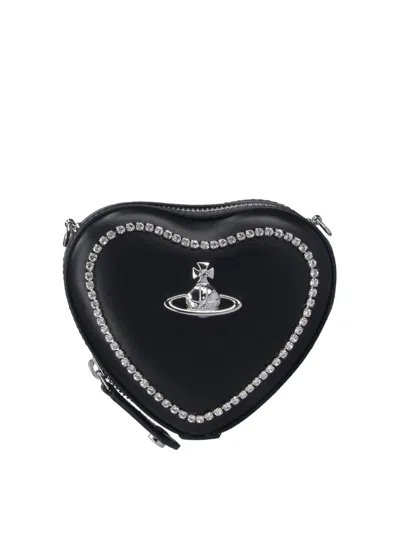 Vivienne Westwood Shoulder Bag With Rhinestones In Black