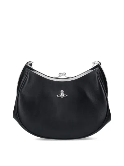 Vivienne Westwood Shoulder Bag With Adjustable Strap And Metal Accents In Black