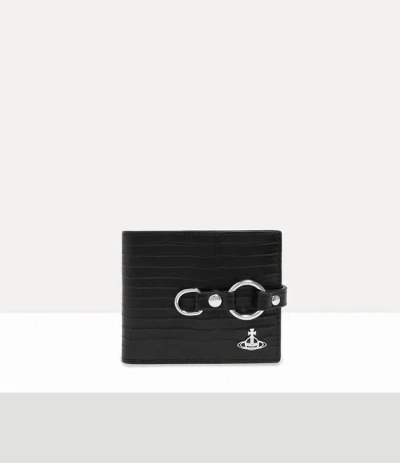 Vivienne Westwood Bondage Billfold Wallet Mini Croc-embossed Black One Size Men
