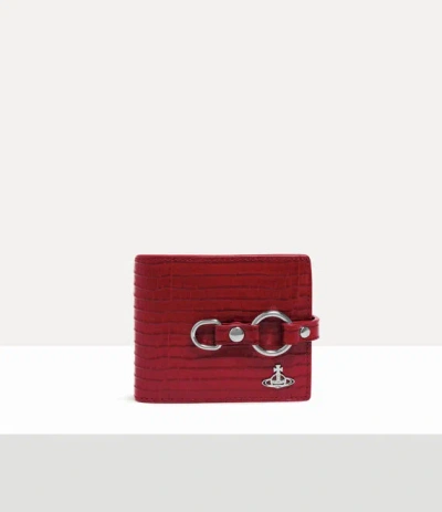 Vivienne Westwood Bondage Billfold Wallet Mini Croc-embossed Red One Size Men