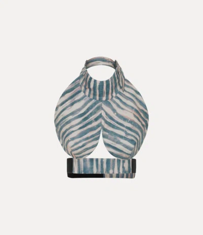 Vivienne Westwood Boob Top Printed Oxford Shirt Painted-stripes 44 Women In Green