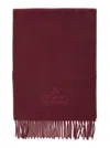 Vivienne Westwood Bordeaux Scarf With Fringed Hem And Orb Embroidery On The Front In Wool Unisex In Red