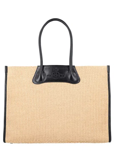 Vivienne Westwood Orb-debossed Woven Tote Bag In Brown