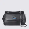 Vivienne Westwood Black Leather Shoulder Bag In Black