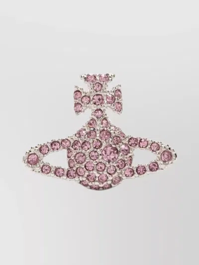 Vivienne Westwood Bow Orb Gemstone Stud Earrings In Pink