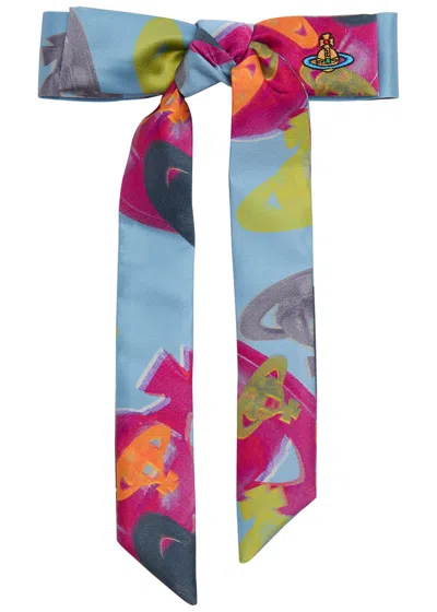 Vivienne Westwood Bow Printed Satin Hair Clip In Multicoloured