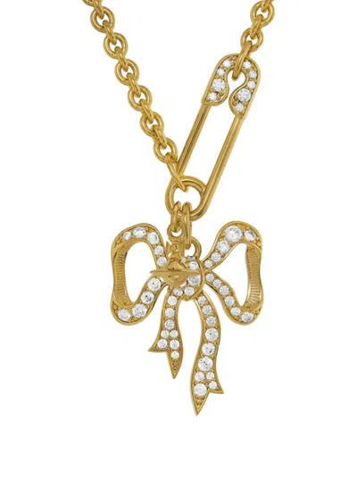 Vivienne Westwood Bow Safety Pin Necklace In Neutral