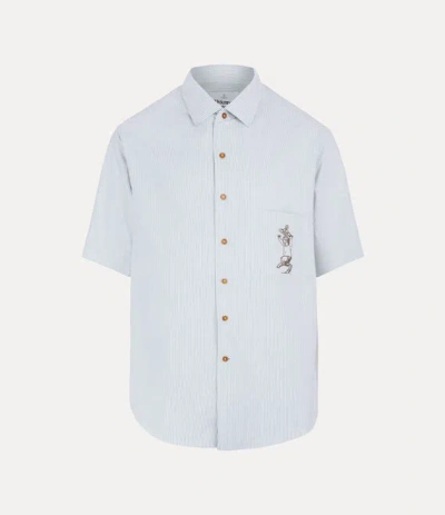 Vivienne Westwood Bowling Shirt Classic Oxford Shirt Ink-stripe Xl Men In White