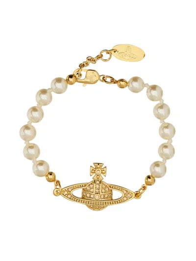 Vivienne Westwood Mini Brass Relief Bracelet In Gold