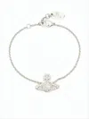 Vivienne Westwood Bracelet With Central Emblem And Platinum Crystals In Metallic