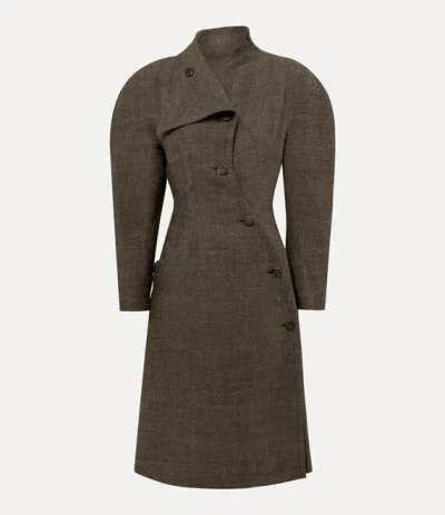 Vivienne Westwood Breeze Coat Hemp-wool Drill Black-beige 40 Women In Multi