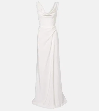 Vivienne Westwood Bridal Mabel Draped Off-shoulder Silk Gown In White