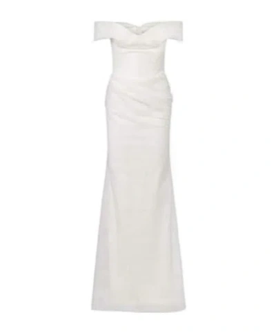 Vivienne Westwood Nova Cocotte Off-the-shoulder Draped Silk-crepe Gown In White