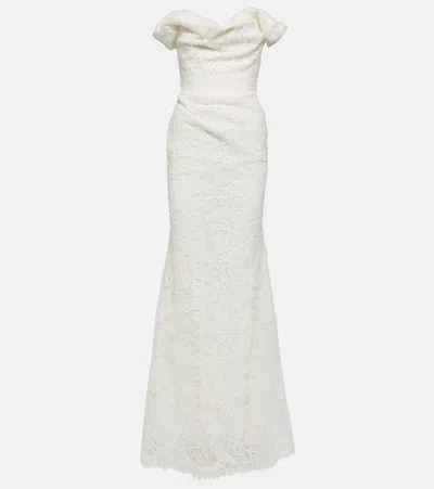 Vivienne Westwood Nova Cora Draped Lace Gown In White