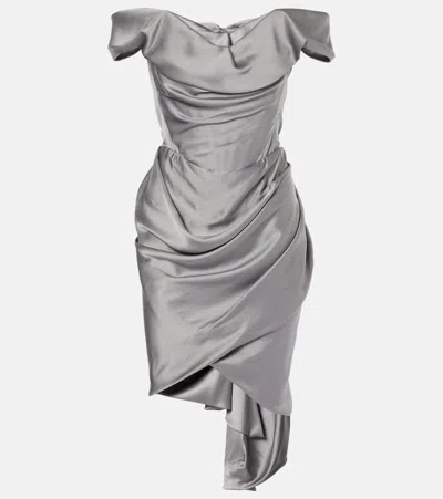 Vivienne Westwood Bridal Nova Cora Satin Corset Dress In Silver