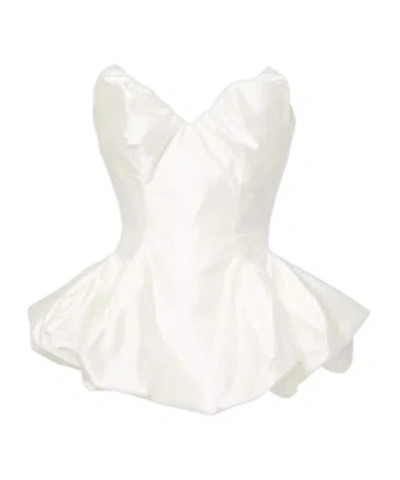 Vivienne Westwood Raven Strapless Gathered Satin Bustier Top In Ivory