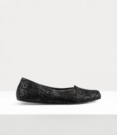 Vivienne Westwood Brigitte Ballerina Shoe Lacy Leather Black 8-41 Women