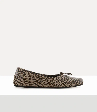 Vivienne Westwood Brigitte Ballerina Shoe Snake-effect Leather Beige 7-40 Women In Brown