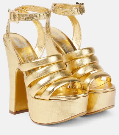 Vivienne Westwood Britney Croc-effect Leather Platform Sandals In Gold
