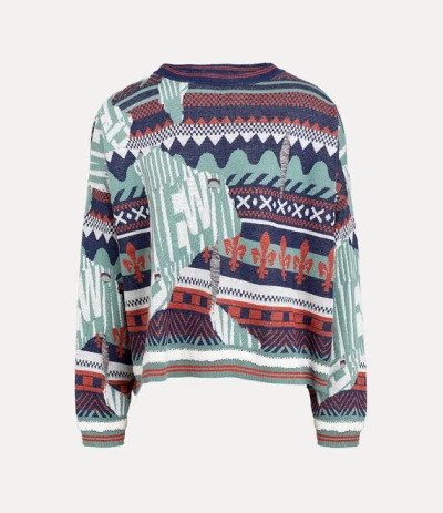 Vivienne Westwood Broken Fair Isle Jumper Linen Wool Blend M/l Unisex