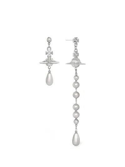 Vivienne Westwood Broken Pearl Drop Earrings In Metallic