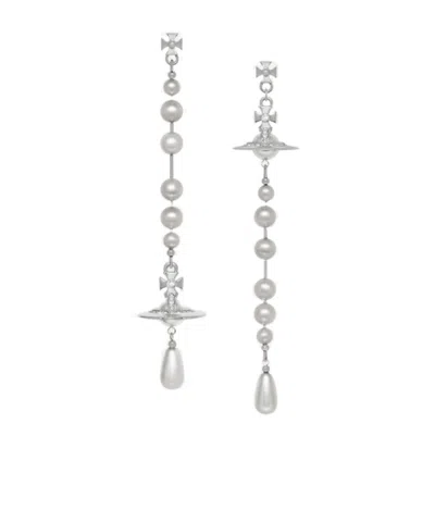 Vivienne Westwood Broken Pearl Earrings In Burgundy