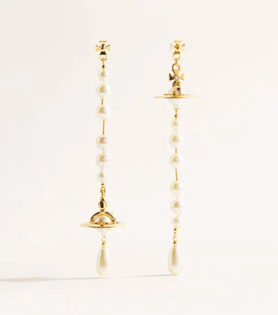 Vivienne Westwood Broken Pearl Earrings In Gold