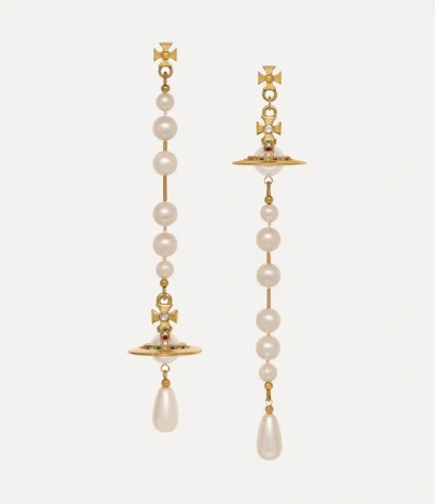 Vivienne Westwood Beaded Pendant Earrings In Gold
