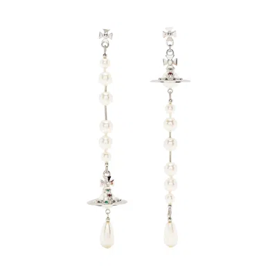 Pre-owned Vivienne Westwood Broken Pearl Earrings 'platinum/pearl/multicolor' | Silver | Women's Size Onesize