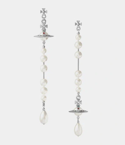 VIVIENNE WESTWOOD BROKEN PEARL EARRINGS SILVER SWAROVSKI CRYSTALS / PEARLS WOMEN