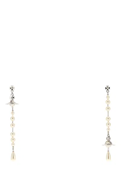 Vivienne Westwood Broken Pearl Mini Earrings In Brass In P128