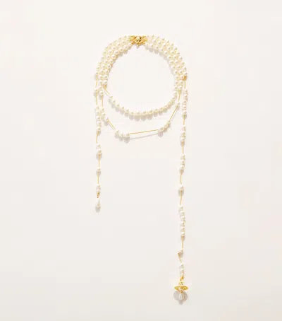 Vivienne Westwood Broken Pearl Necklace In Gold