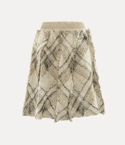 Vivienne Westwood Broken Tartan Skirt Cotton Linen Blend Gold-multi M Women