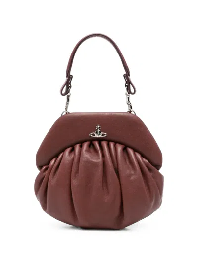 Vivienne Westwood Brooke Leather Clutch Bag In Brown