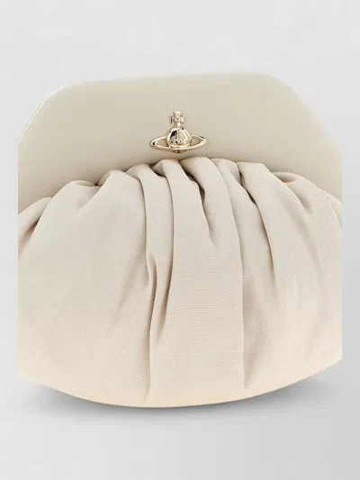 Vivienne Westwood Brooke Moire Clutch Gold Tone Hardware In White