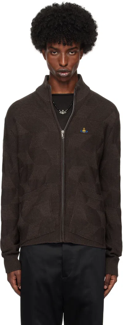 Vivienne Westwood Brown Fisherman Zip-up Sweater In Aw24-d401
