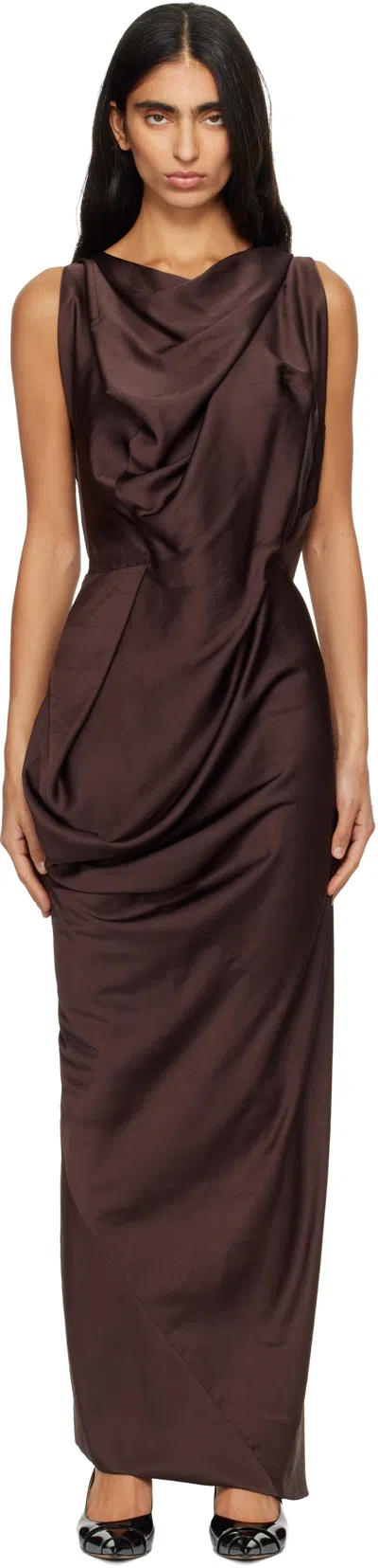 VIVIENNE WESTWOOD BROWN FOND MAXI DRESS