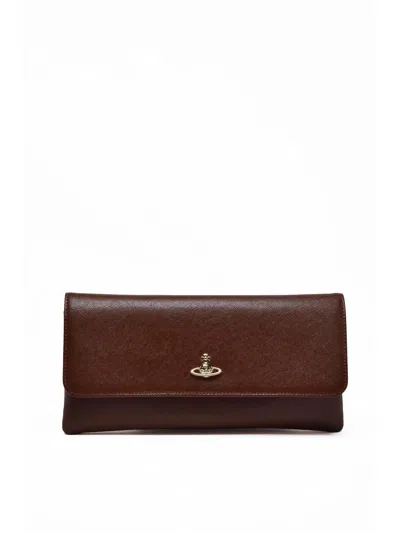 Vivienne Westwood Brown Leather Clip Clutch