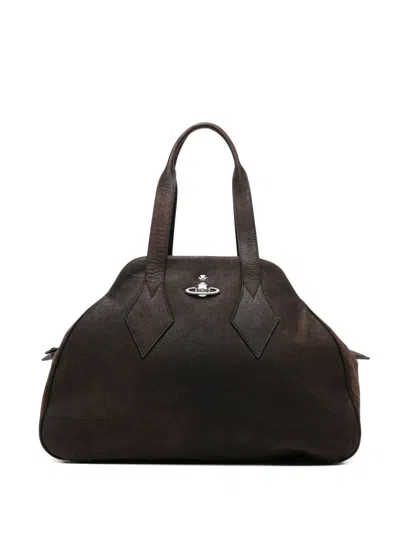Vivienne Westwood Brown Orb Detail Zip Bag
