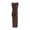 Vivienne Westwood Long Fond Draped-veck Maxi Dress In Brown
