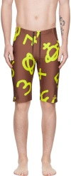 Vivienne Westwood Brown Printed Swim Shorts In D401 Brown