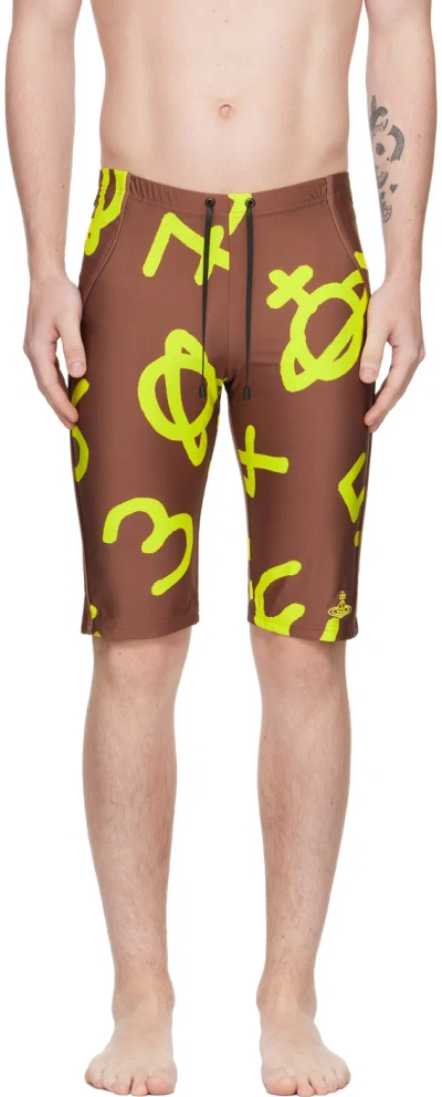 Vivienne Westwood Brown Printed Swim Shorts In D401 Brown