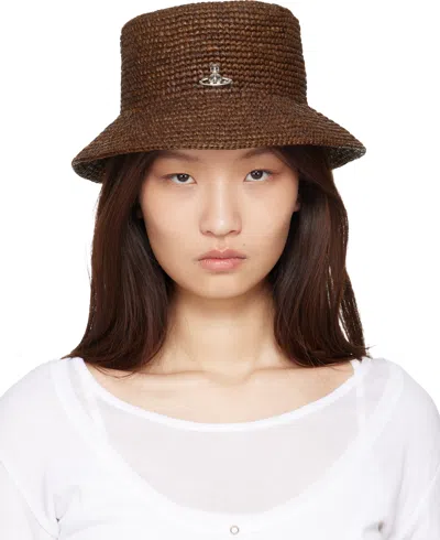 Vivienne Westwood Brown Raffia Bucket Hat