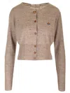 VIVIENNE WESTWOOD BROWN SHORT LINEN CARDIGAN