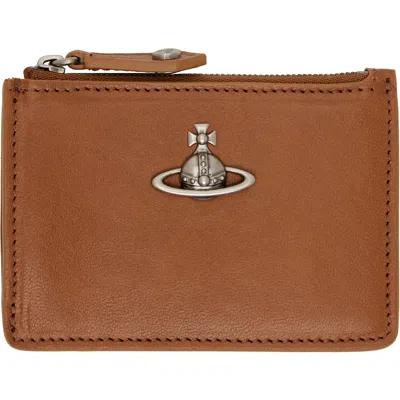 Vivienne Westwood Brown Slim Long Card Holder In Red