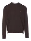 Vivienne Westwood Crewneck Sweater With Ribbed Cuffs And Hem In Marrón