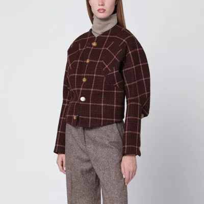VIVIENNE WESTWOOD BROWN TARTAN WOOL POURPOINT JACKET