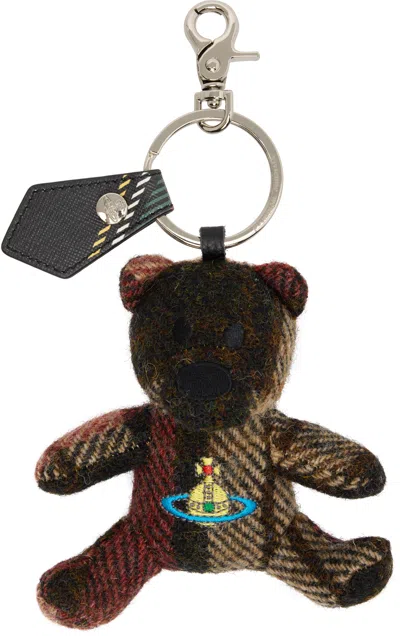Vivienne Westwood Brown Teddy Bear Keychain In Multi